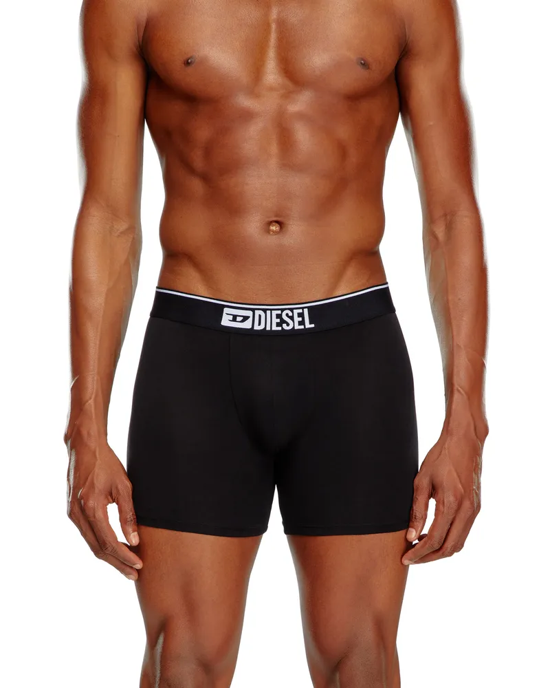 Diesel Einfarbige, lange Retropants im Dreierpack - Boxershorts - Herren - Schwarz Schwarz