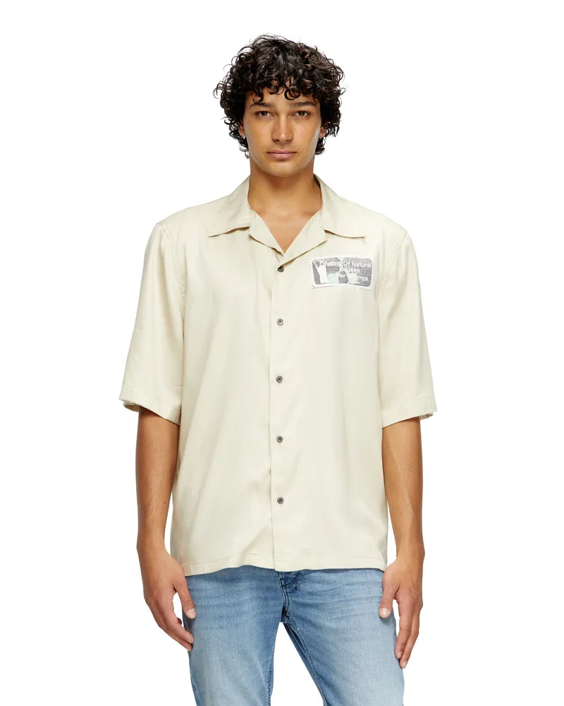 Diesel Hemd aus TENCEL mit Strass-Grafik - Hemden - Herren - Beige Beige