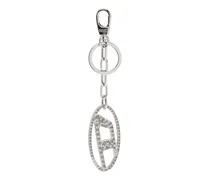 Oval D-Schlüsselanhänger aus Metall mit Strass - Charms und Schlüsselanhänger - Damen - Silber