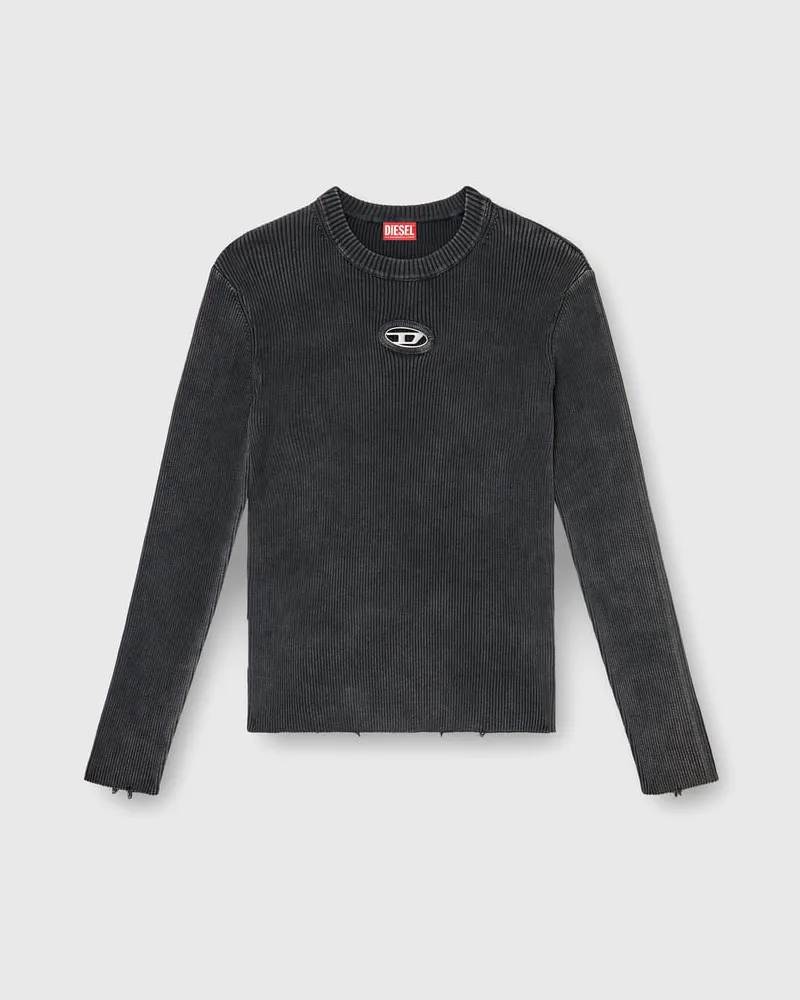 Diesel Vielgetragener Pullover mit Cutout-Logo - T-Shirts - Herren - Schwarz Schwarz