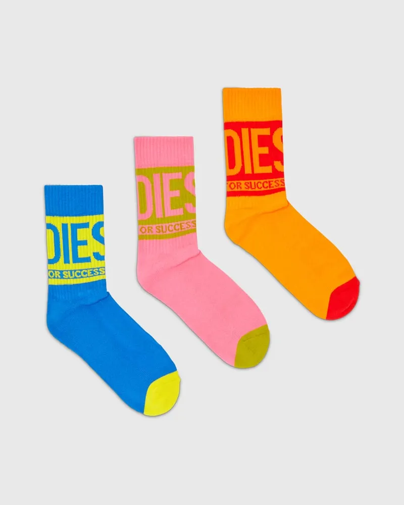 Diesel Socken im Dreierpack aus Baumwolle mit Logo-Detail - Socken - Herren - Bunt Bunt