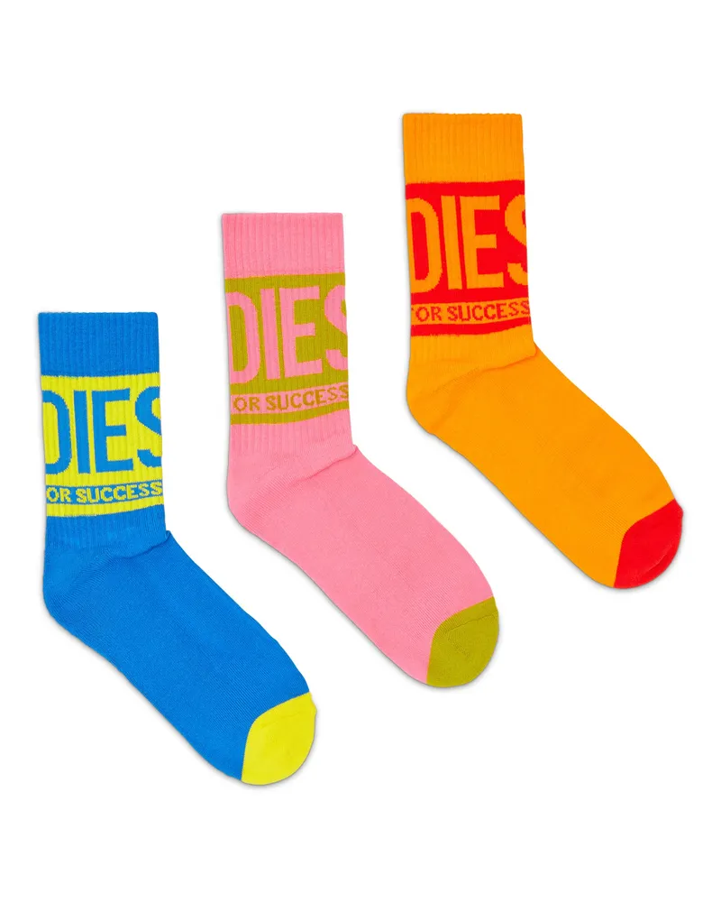 Diesel Socken im Dreierpack aus Baumwolle mit Logo-Detail - Socken - Herren - Bunt Bunt