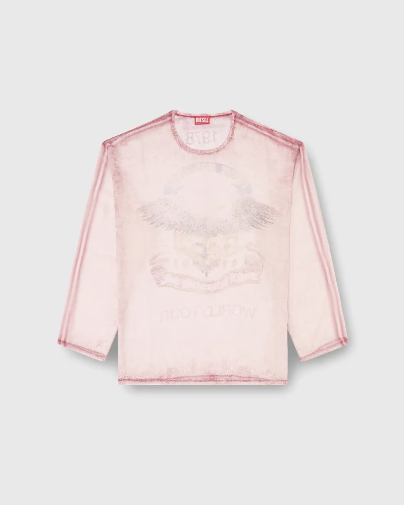 Diesel Transparentes Chiffon-Top mit Konzertgrafiken - T-Shirts - Herren - Rosa Rosa