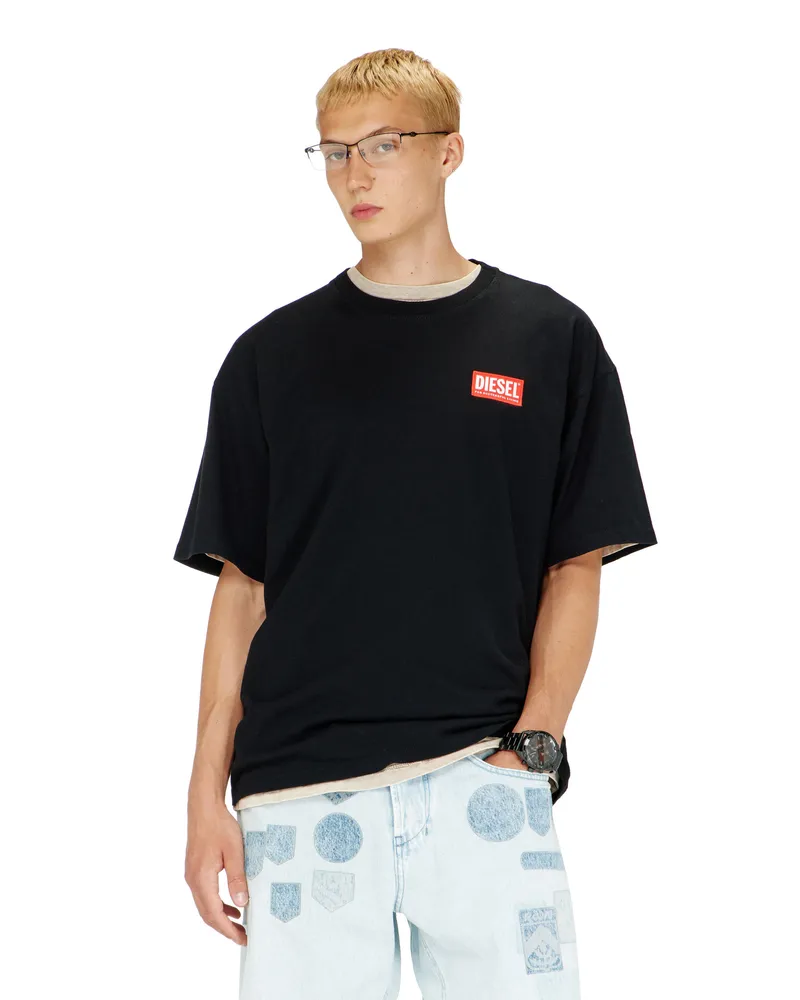 Diesel T-Shirt mit Jacquard-Logo-Patch - T-Shirts - Herren - Schwarz Schwarz