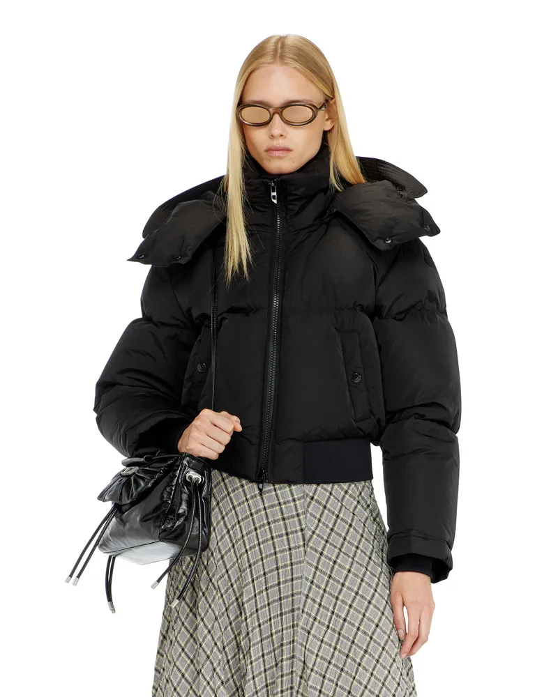 Diesel Wrinkled-nylon Daunenjacke mit abnehmbarer Kapuze - Winterjacken - Damen - Schwarz Schwarz