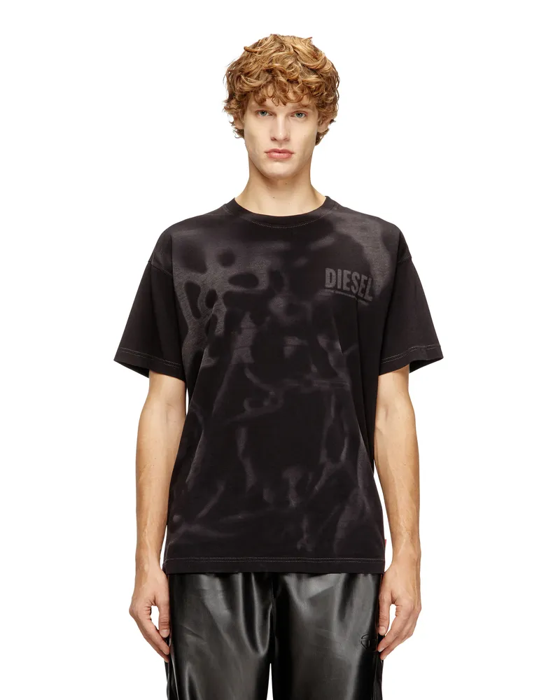 Diesel Baumwoll-T-Shirt mit Laserdruck - T-Shirts - Herren - Schwarz Schwarz