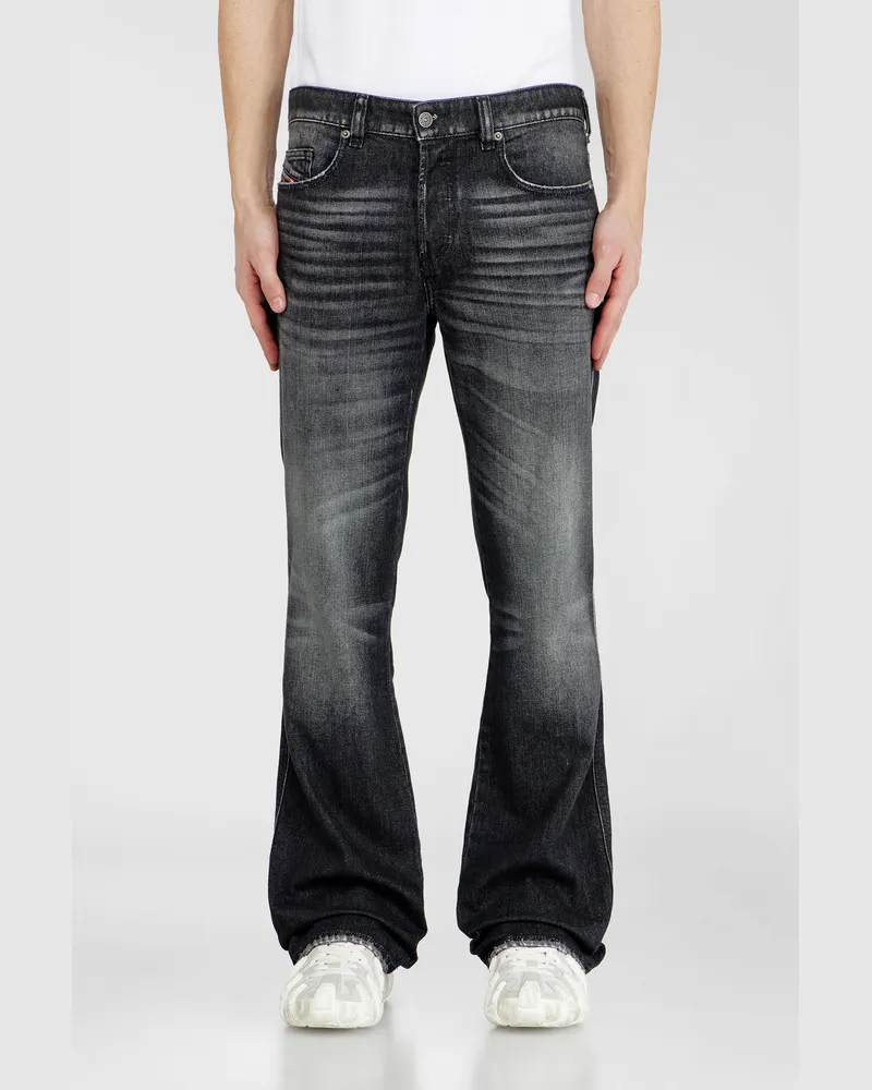Diesel Bootcut Jeans Regular Waist 1998 D-Buck, Schwarz/Dunkelgrau, Knopfverschluss Schwarz