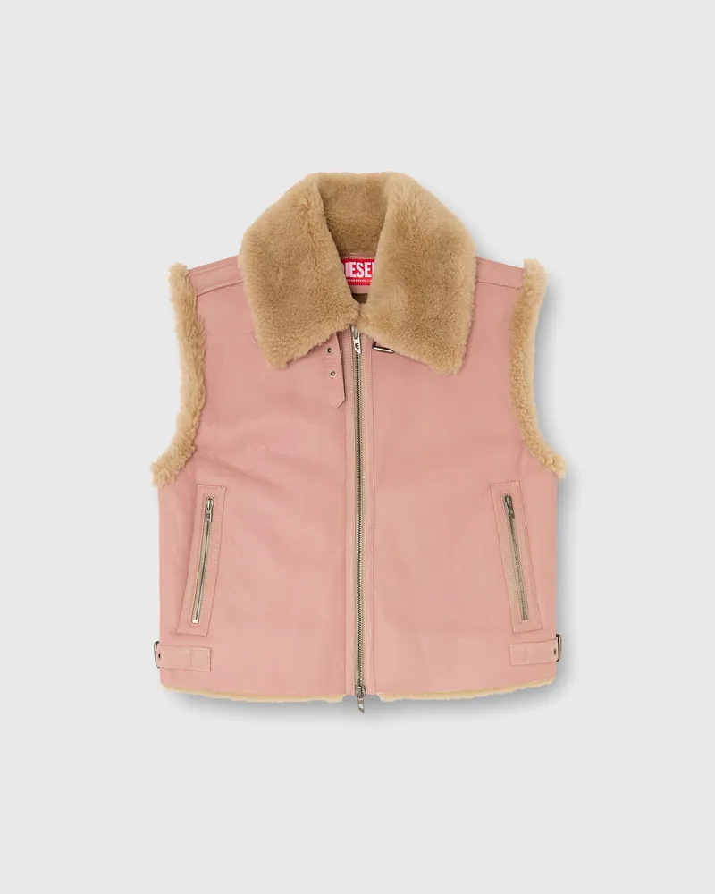 Diesel Lederweste mit Shearling - Lederjacken - Herren - Rosa Rosa