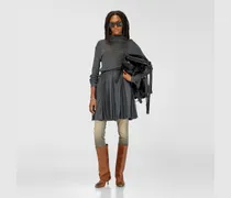 Rollkragen-Minikleid aus Jersey und Chiffon - Kleider - Damen - Grau