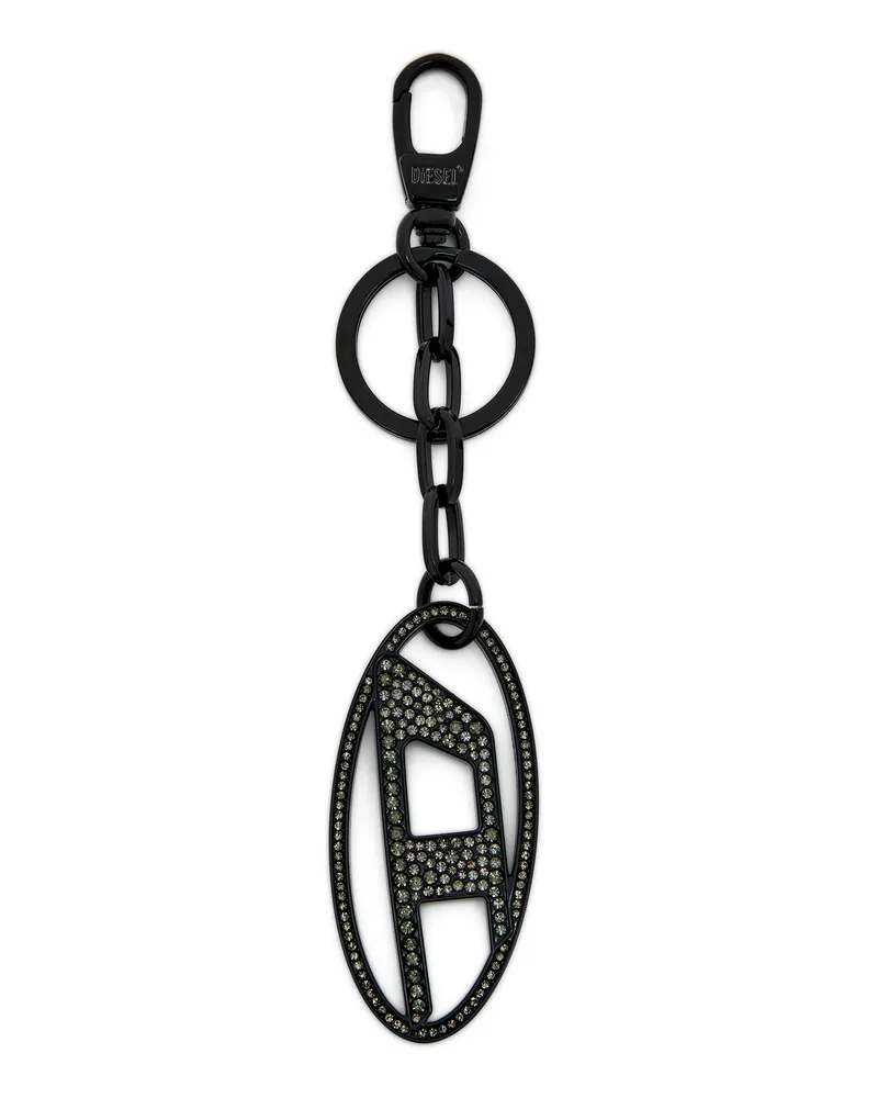 Diesel Oval D-Schlüsselanhänger aus Metall mit Strass - Charms und Schlüsselanhänger - Damen - Schwarz Schwarz