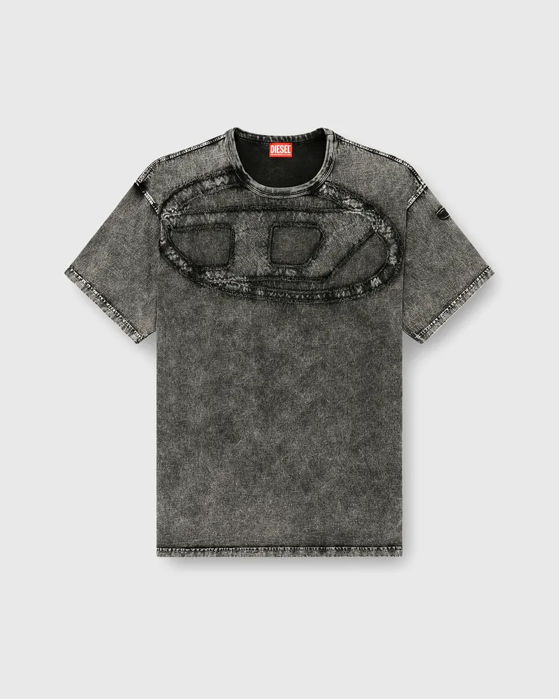 Diesel Lockeres Baumwoll-T-Shirt mit Oval-D-Applikation - T-Shirts - Herren - Schwarz Schwarz
