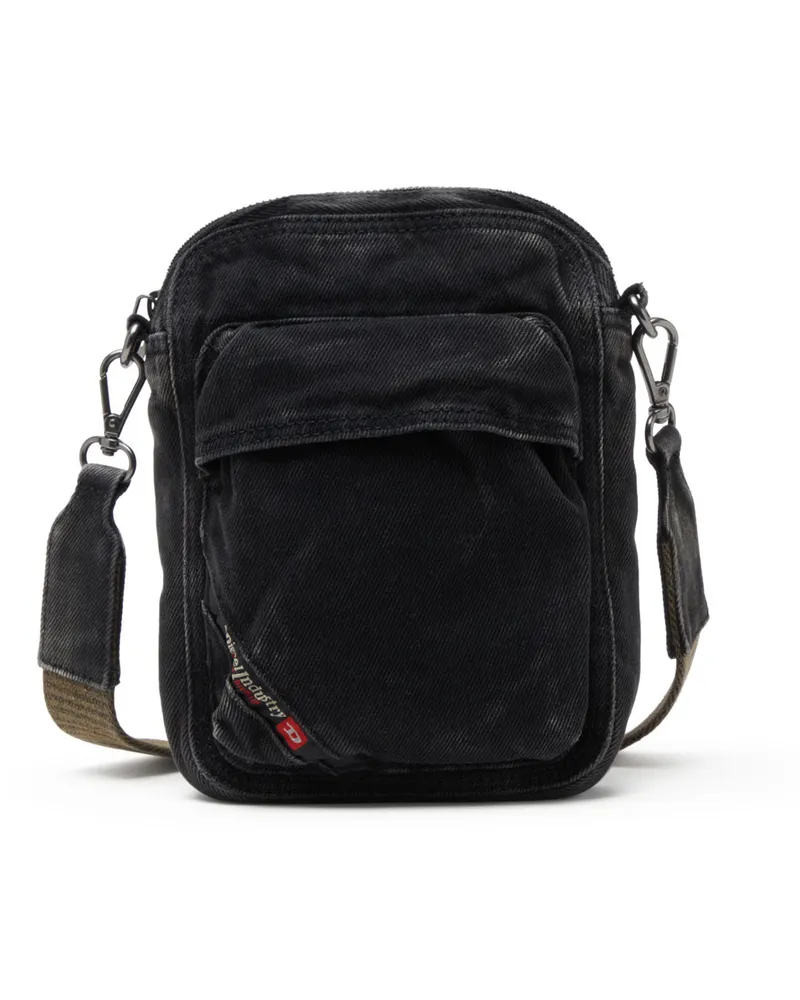 Diesel Multi-Pkts-Crossbody-Tasche aus gewaschenem-Denim - Schultertaschen - Herren - Schwarz Schwarz