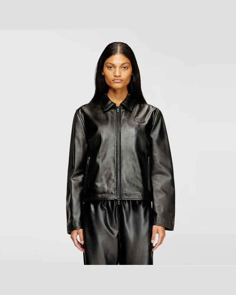Diesel Coachjacke aus Leder - Lederjacken - Damen - Schwarz Schwarz