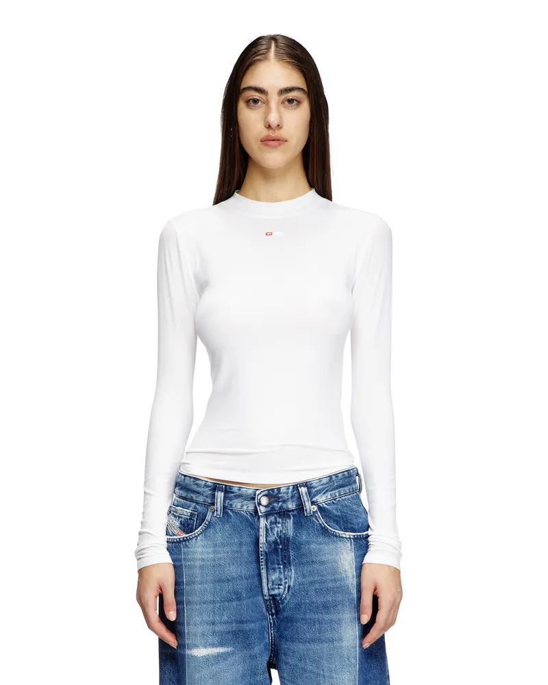 Diesel Geripptes Top mit Zierkragen - T-Shirts - Damen - Weiss Weiss