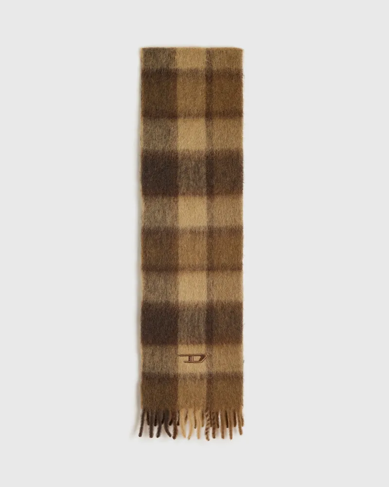 Diesel Karierter Schal aus Alpaka- und Mohair-Mix - Schals - Unisex - Braun Braun