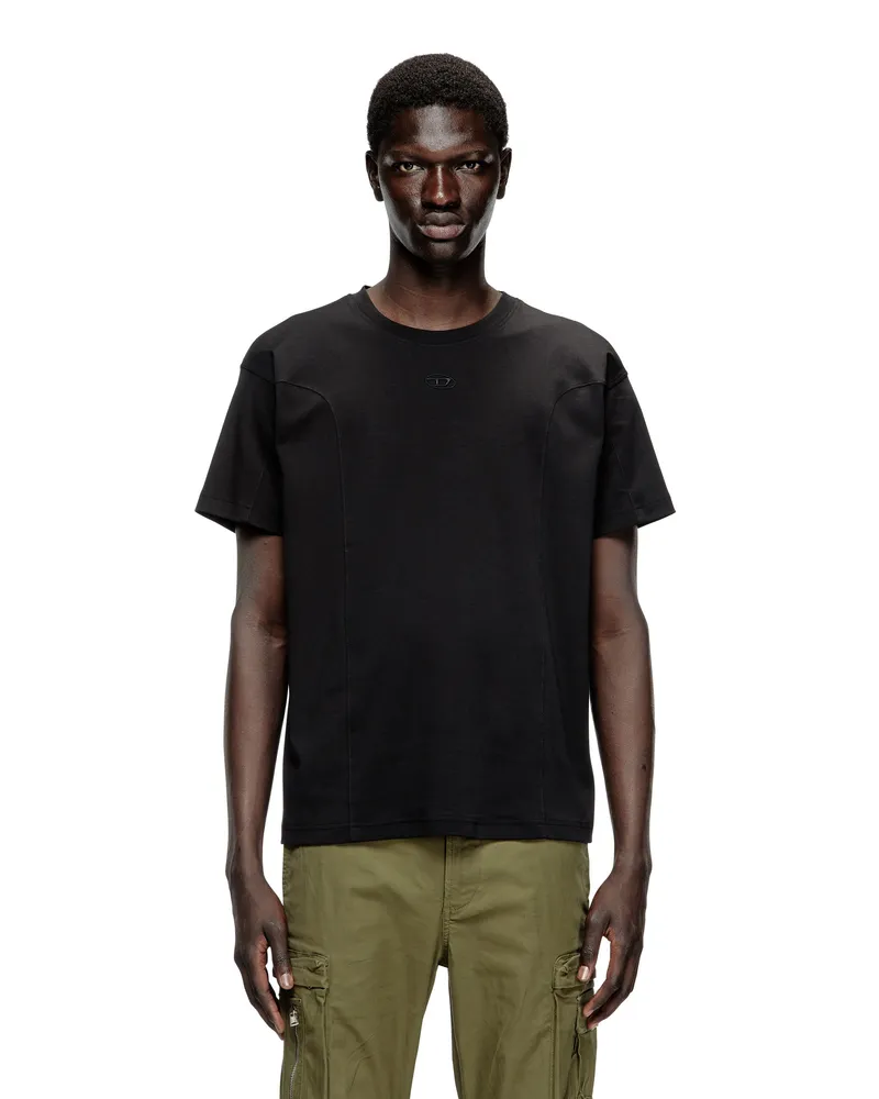 Diesel T‑Shirt mit einfarbigen Einsätzen - T-Shirts - Herren - Schwarz Schwarz