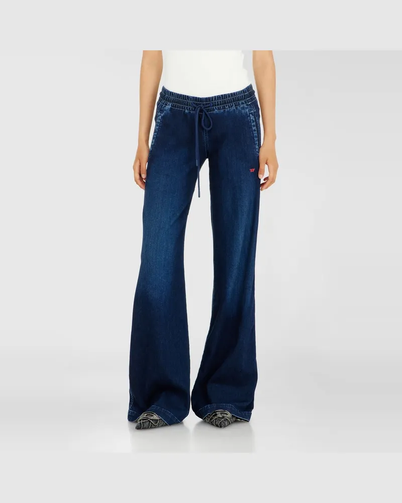 Diesel Relaxed Low Waist 2078 D-Ainty Joggjeans, Dunkelblau, Elastischer Bund Blau