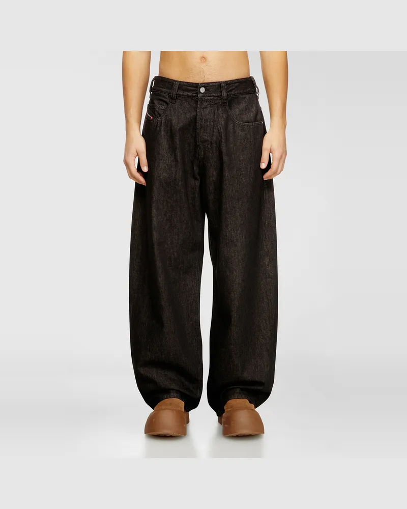 Diesel Relaxed Jeans Regular Waist 1997 D-Enim-M, Schwarz/Dunkelgrau, Knopfverschluss Schwarz