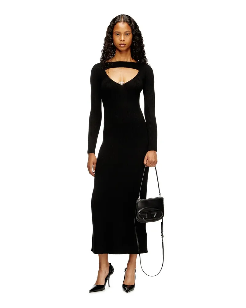 Diesel Midikleid aus Wolle mit Intarsienmuster - Kleider - Damen - Schwarz Schwarz