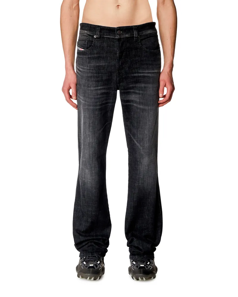Diesel Bootcut Jeans Regular Waist 1998 D-Buck, Schwarz/Dunkelgrau, Knopfverschluss Schwarz
