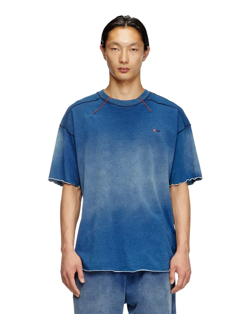Diesel Verblasstes T-Shirt mit Mikro-Logo - T-Shirts - Herren - Blau Blau