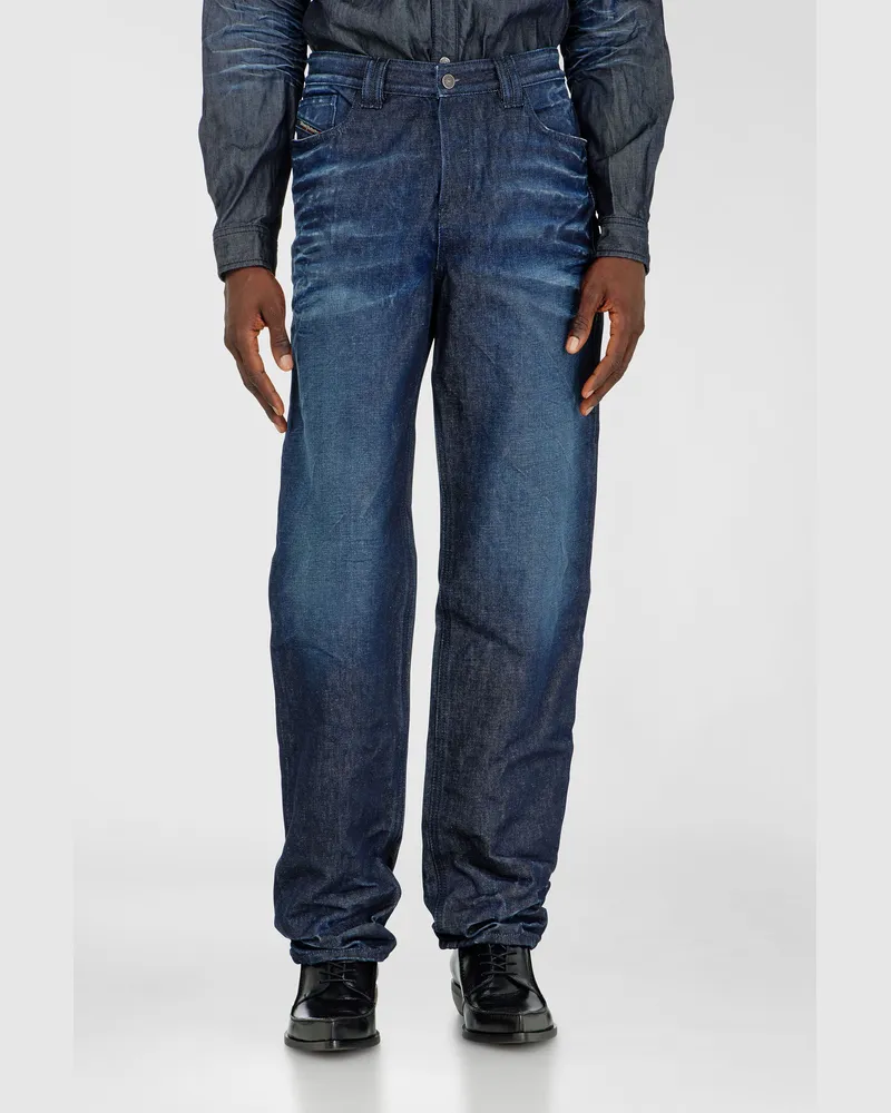 Diesel Regular Jeans High Waist 1991 D-Voeed, Dunkelblau, Knopfverschluss Blau