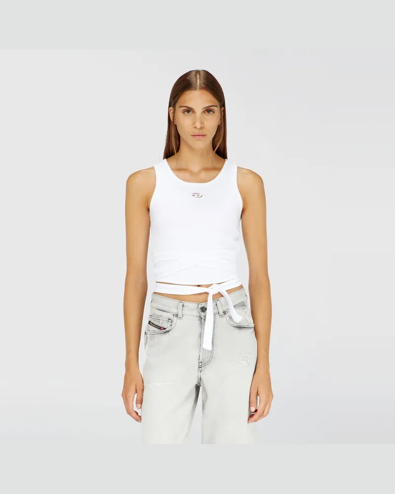 Diesel Crop-Top mit Wickelschnüren - T-Shirts - Damen - Weiss Weiss