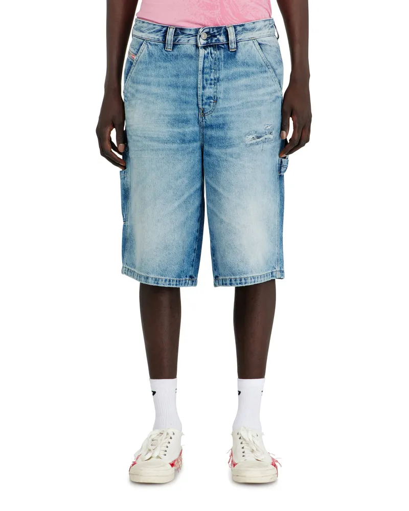 Diesel Relaxed Shorts aus fließendem Denim mit Abrieb-Effekten - Denim Kurze Hose - Herren - Blau Blau