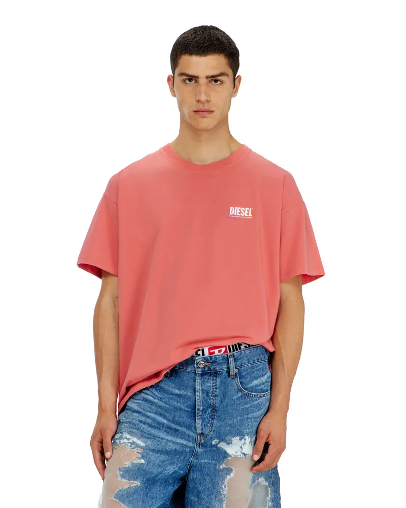 Diesel T-Shirt mit transparentem Logo auf der Rückseite - T-Shirts - Unisex - Rot Rot