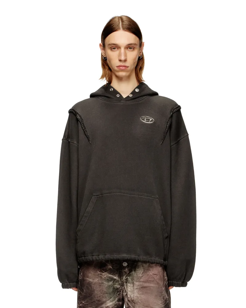 Diesel Kapuzenpullover mit verwaschenem Effekt - Sweatshirts - Unisex - Schwarz Schwarz