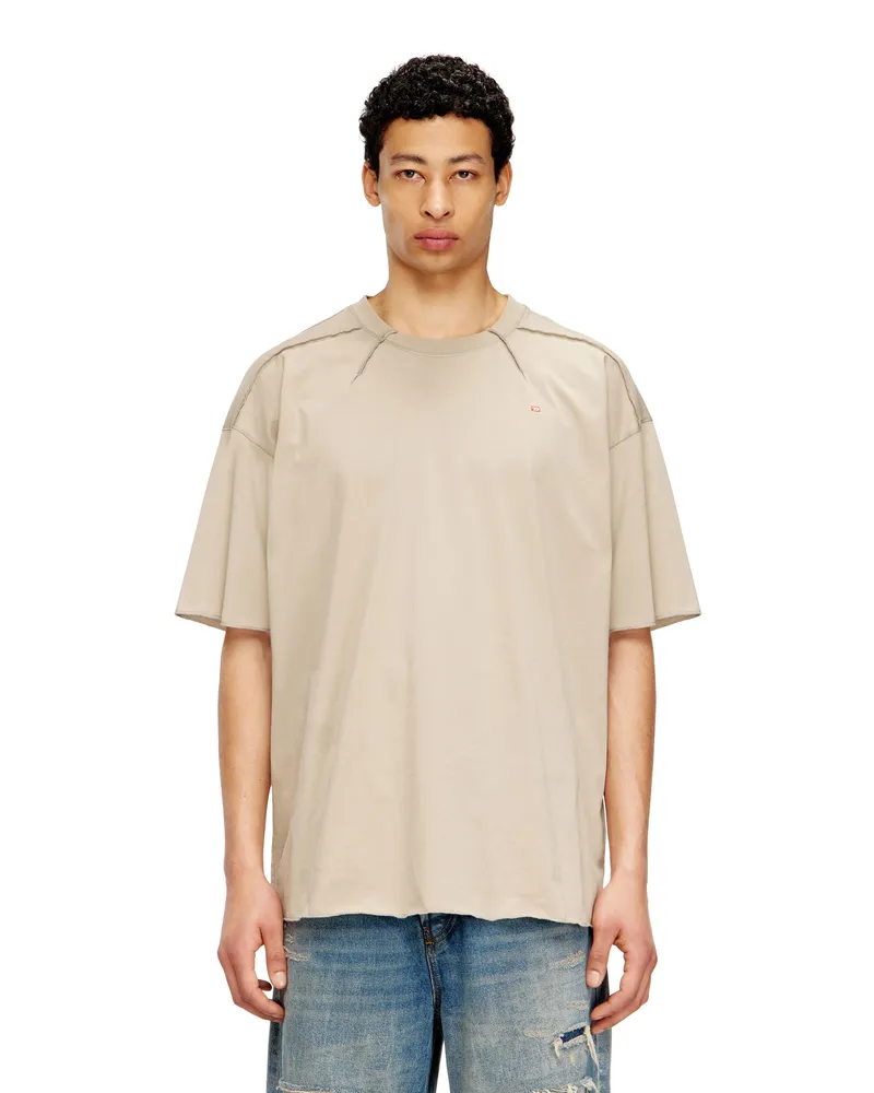Diesel Baumwoll-T-Shirt mit Mikrostickerei - T-Shirts - Herren - Beige Beige