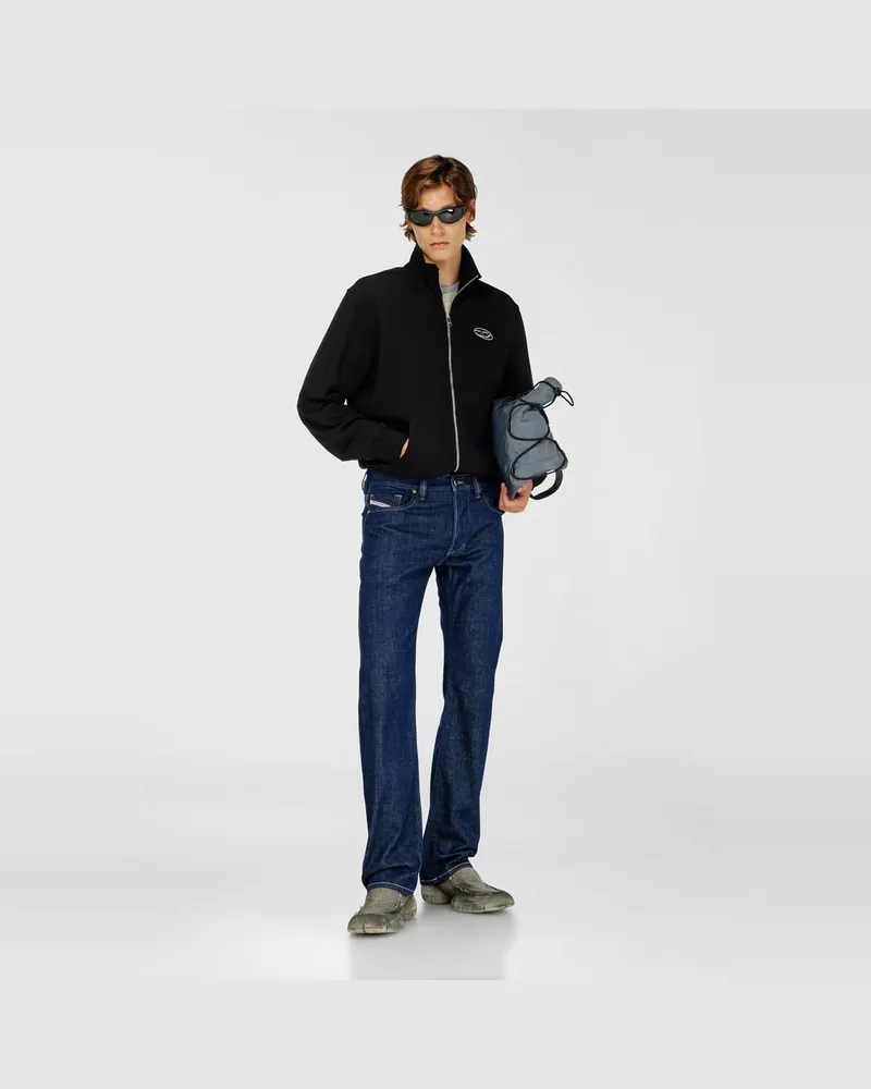 Diesel Sweatshirt mit Metallic-Logo und Reißverschluss - Sweatshirts - Herren - Schwarz Schwarz