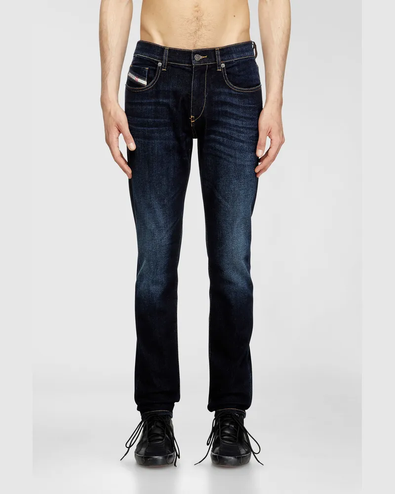 Diesel Slim Jeans Regular Waist 2019 D-Strukt, Dunkelblau, Reißverschluss Blau