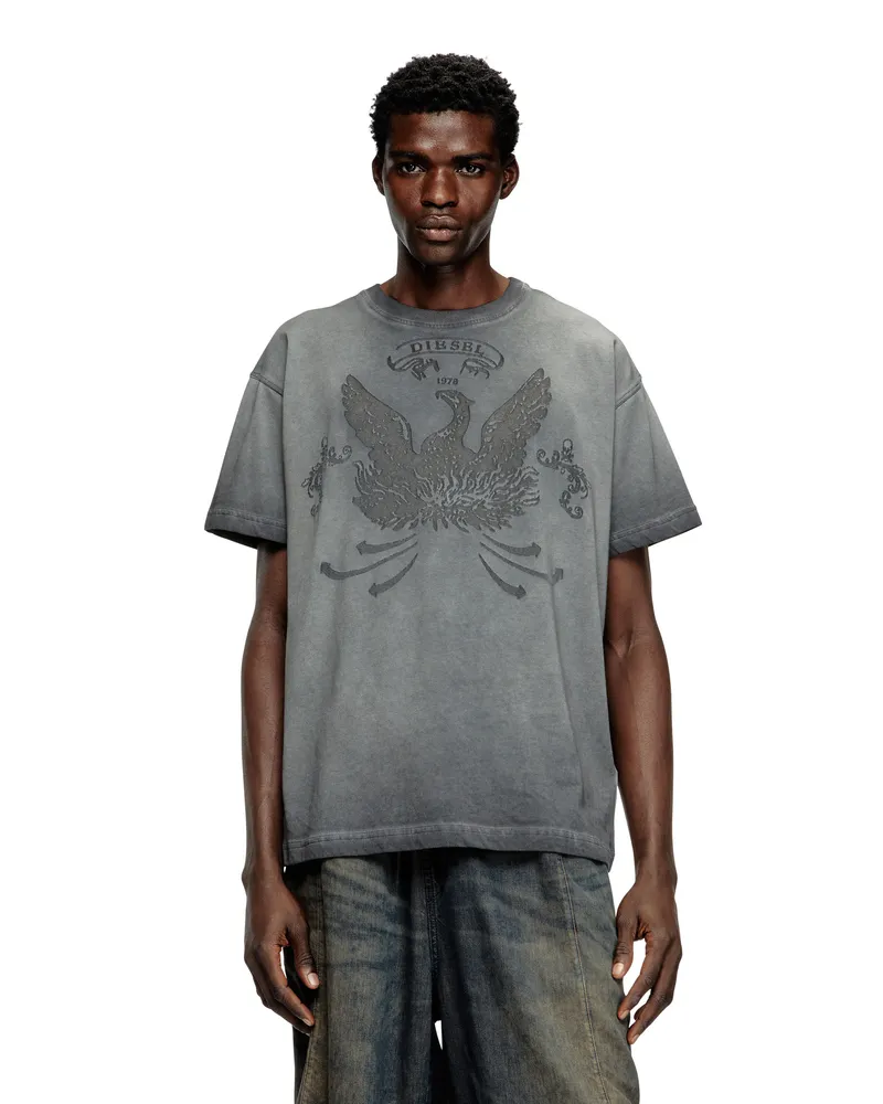 Diesel T-Shirt mit Phönix-Dévoré - T-Shirts - Herren - Grau Grau