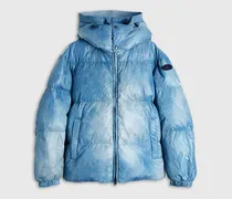 Daunenjacke mit Denim-Effekt-Print und Kapuze - Winterjacken - Herren - Blau