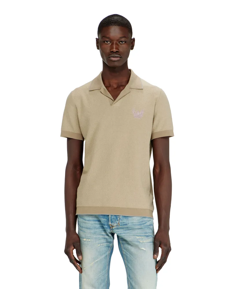 Diesel Poloshirt aus Bouclé-Strick mit Phoenix-Logo - T-Shirts - Herren - Beige Beige
