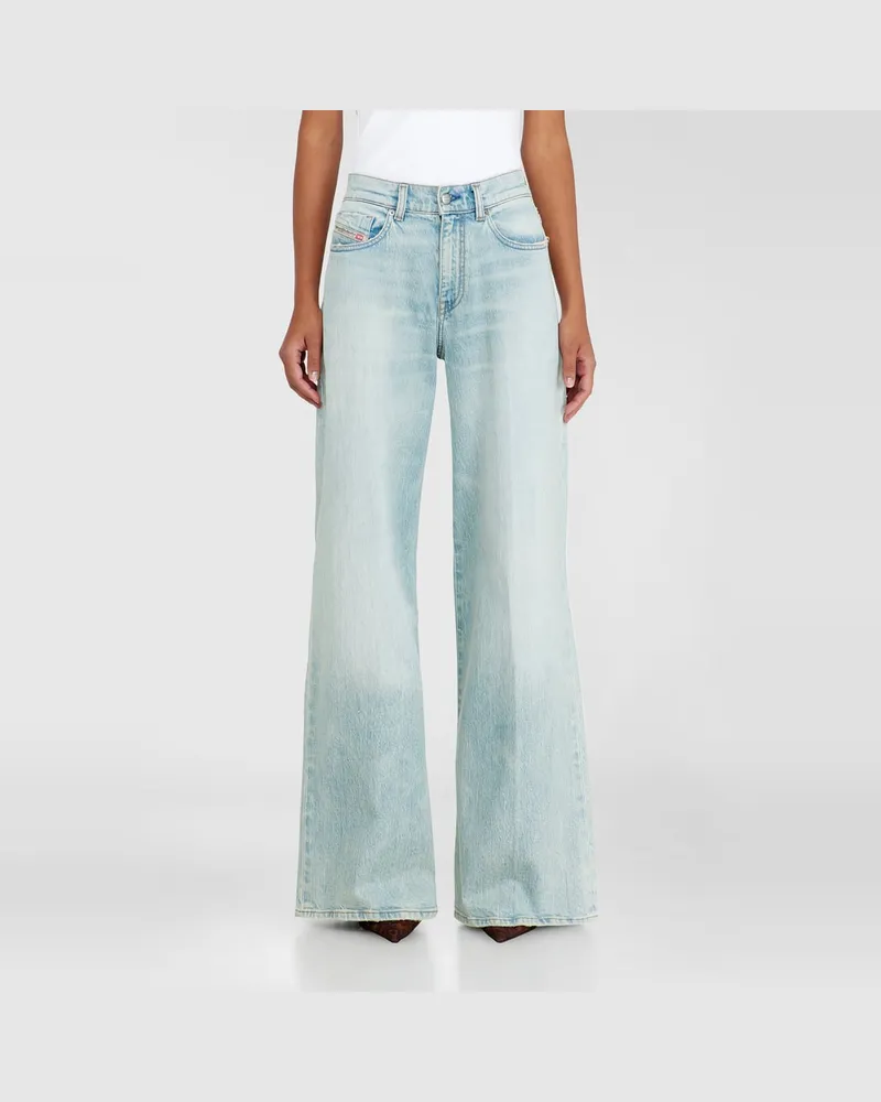 Diesel Flare Jeans Regular Waist 1978 D-Akemi, Hellblau, Reißverschluss Blau