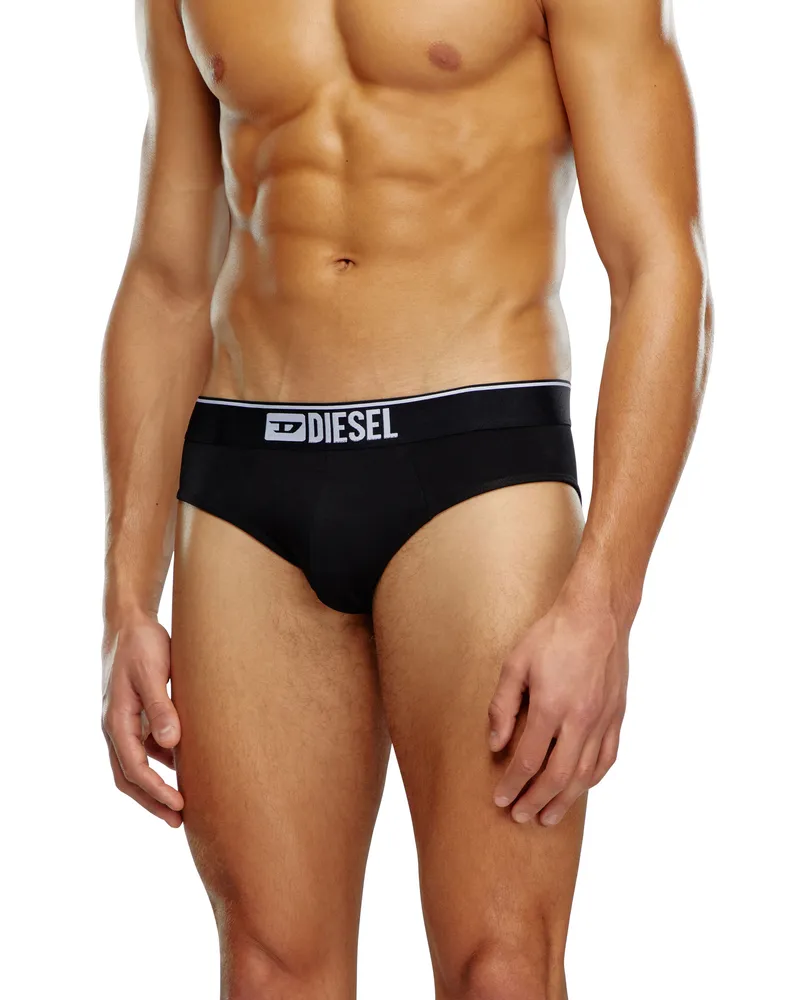 Diesel Einfarbige Logo-Briefs im Dreierpack - Slips - Herren - Schwarz Schwarz