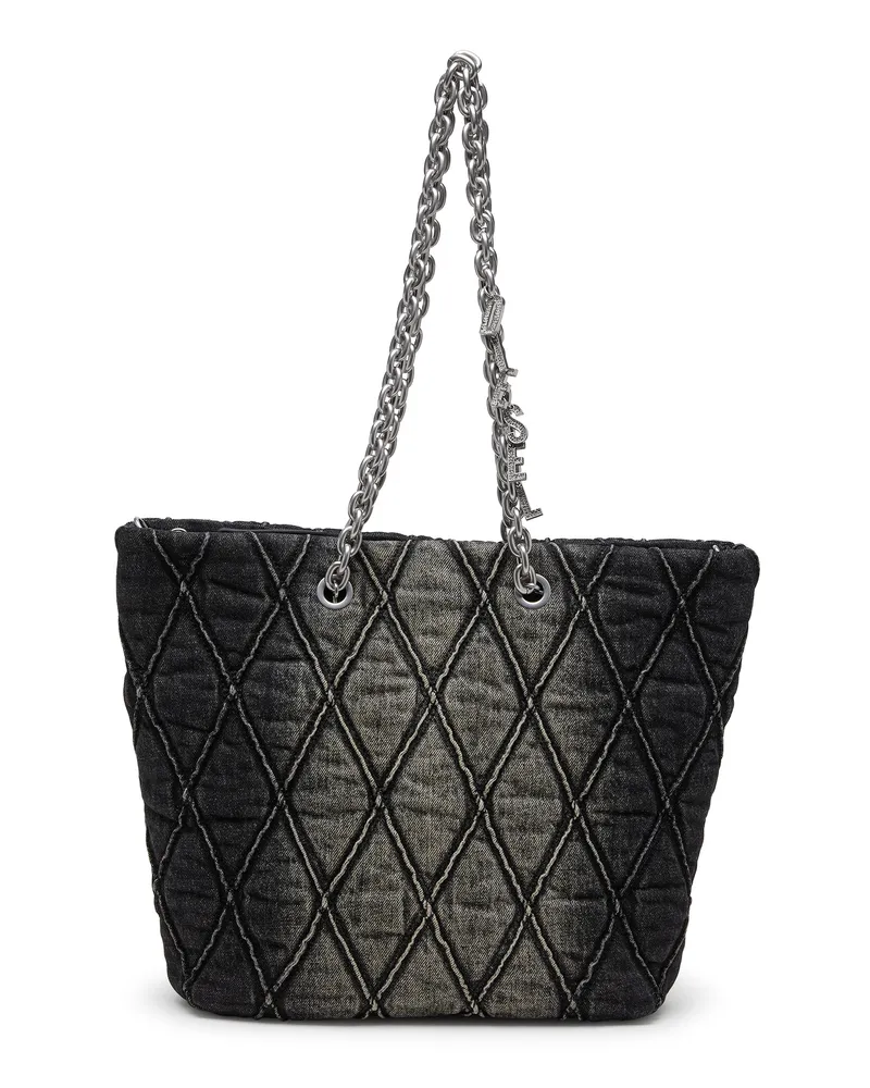 Diesel Charm-D-Tote Tasche aus gestepptem Denim - Shoppers - Damen - Schwarz Schwarz