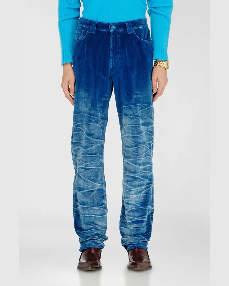 Diesel Regular Jeans High Waist 1991 D-Voeed, Dunkelblau, Knopfverschluss Blau