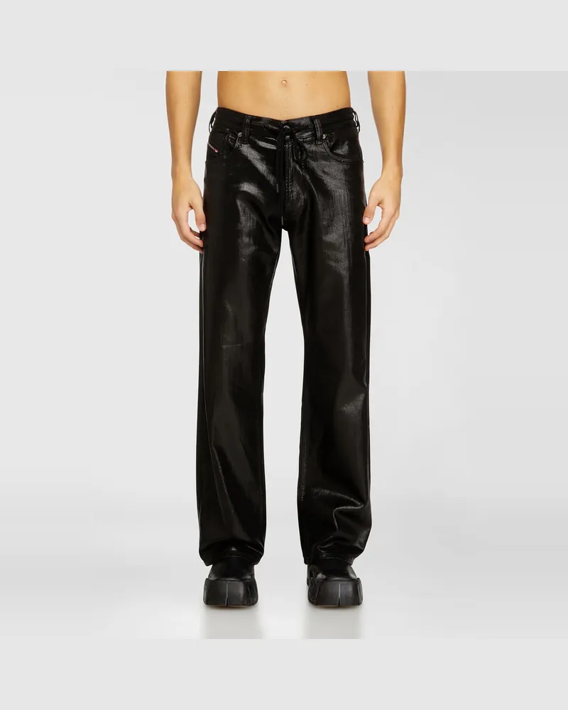 Diesel Relaxed Regular Waist 2080 D-Reel Joggjeans, Schwarz/Dunkelgrau, Reißverschluss Schwarz
