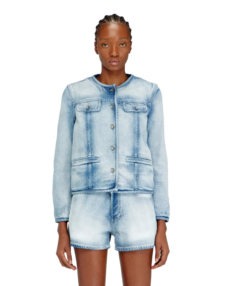 Diesel Jacke aus mittel-leichtem Skelett-Denim - Denim jacken - Damen - Blau Blau