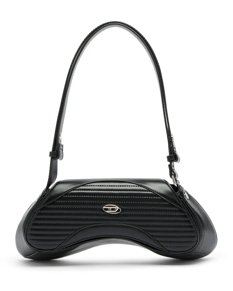 Diesel Play - Umhängetasche aus gestepptem, perforiertem PU - Schultertaschen - Damen - Schwarz Schwarz