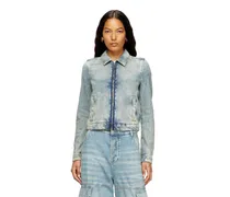 Jacke aus-Denim mit fließender Struktur im Schmutz-Effekt - Denim jacken - Damen - Blau