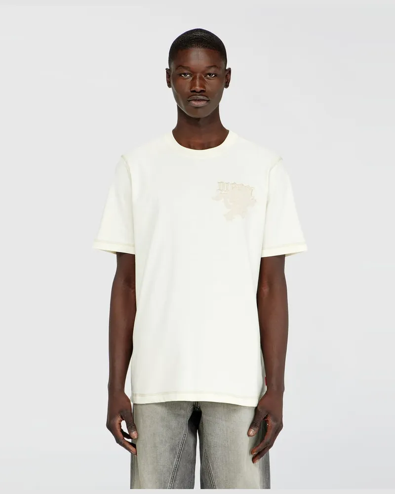 Diesel Reguläres T-Shirt mit besticktem Aufnäher - T-Shirts - Herren - Weiss Weiss