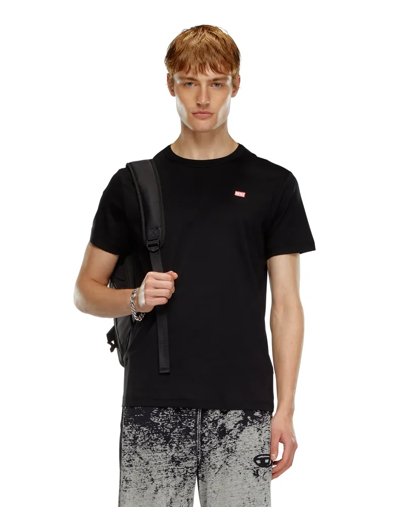 Diesel T-Shirt aus merzerisierter Baumwolle - T-Shirts - Herren - Schwarz Schwarz