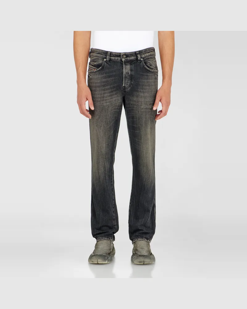Diesel Slim Jeans Regular Waist 1993 D-Vyl, Schwarz/Dunkelgrau, Knopfverschluss Schwarz