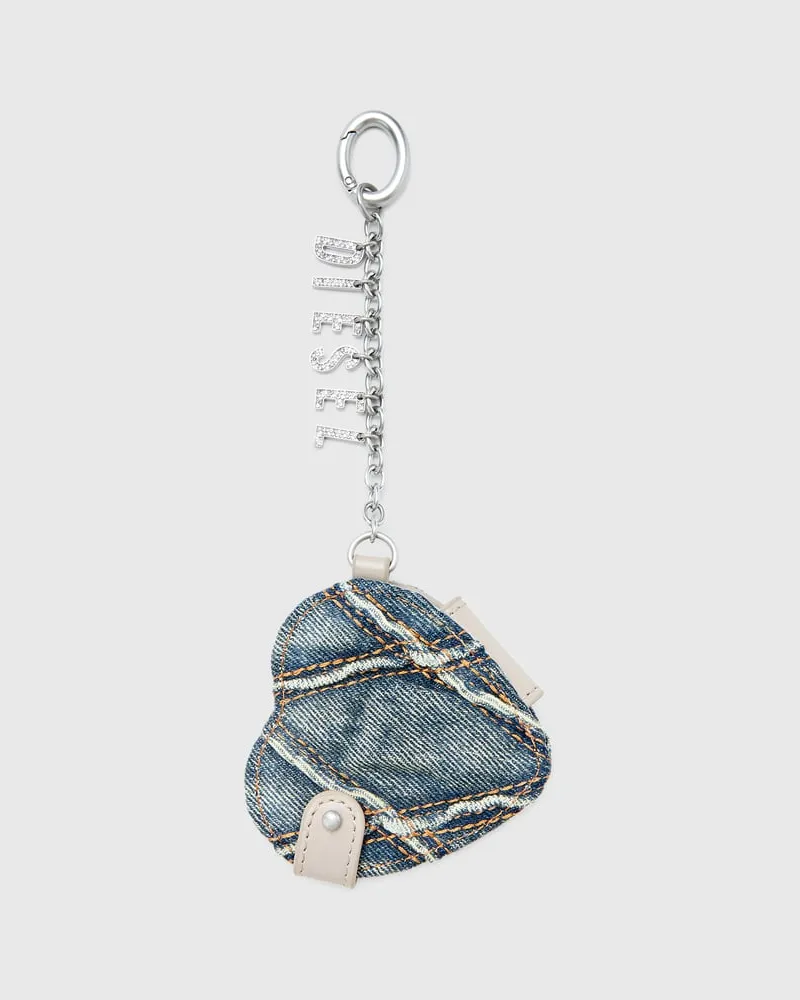 Diesel Spiegelanhänger aus gestepptem Argyle-Denim - Charms und Schlüsselanhänger - Damen - Silber Silber