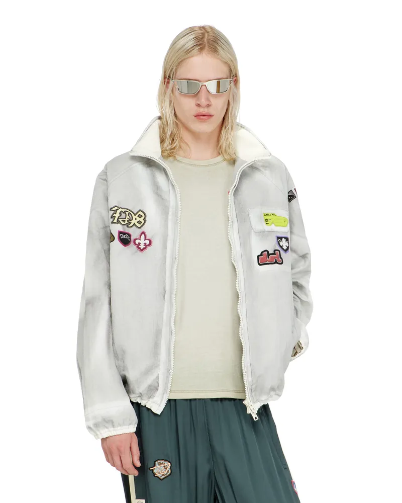 Diesel Windbreaker mit trompe-l'oeil patches - Jacken - Herren - Grau Grau
