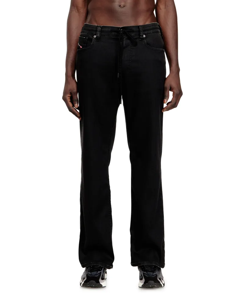 Diesel Relaxed Regular Waist 2080 D-Reel Joggjeans, Schwarz/Dunkelgrau, Reißverschluss Schwarz